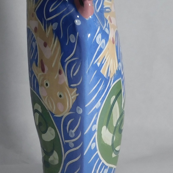 Studio Pottery VASE - Colorful Arts and Crafts Vase signed \